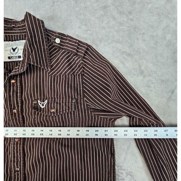 Company 81 Shirt Men's Large Brown White Striped Pearlsnap Western Cowboy Casual - Picture 8 of 13